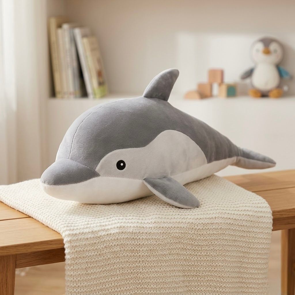 PD-001_1.jpg Peluche con forma de delfín | Suave y adorable peluche decorativo