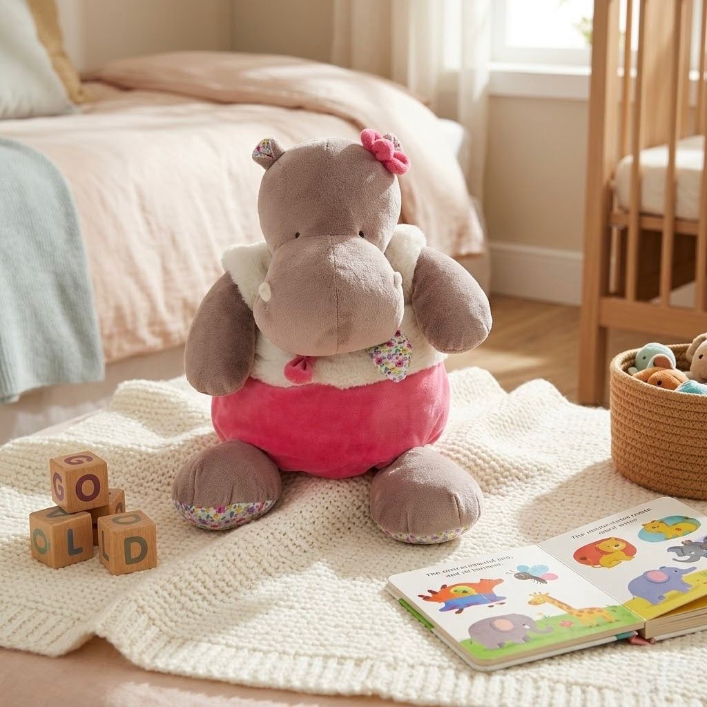 PHB-001_1.jpg Doudou de hipopótamo para bebé | Peluche de apego suave y reconfortante