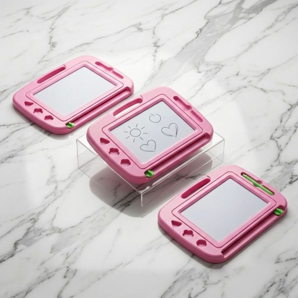 PM-001_2.JPG Pizarra Magnética Infantil Rosa con Sellos de Formas Geométricas – Para Niños +3 Años