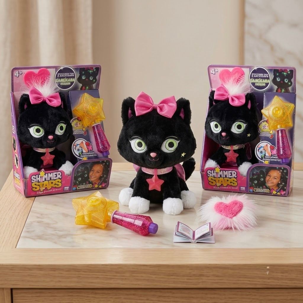 Jelly Bean the Cat Plush Gift Set with Magic Glitter Wand and Accessories