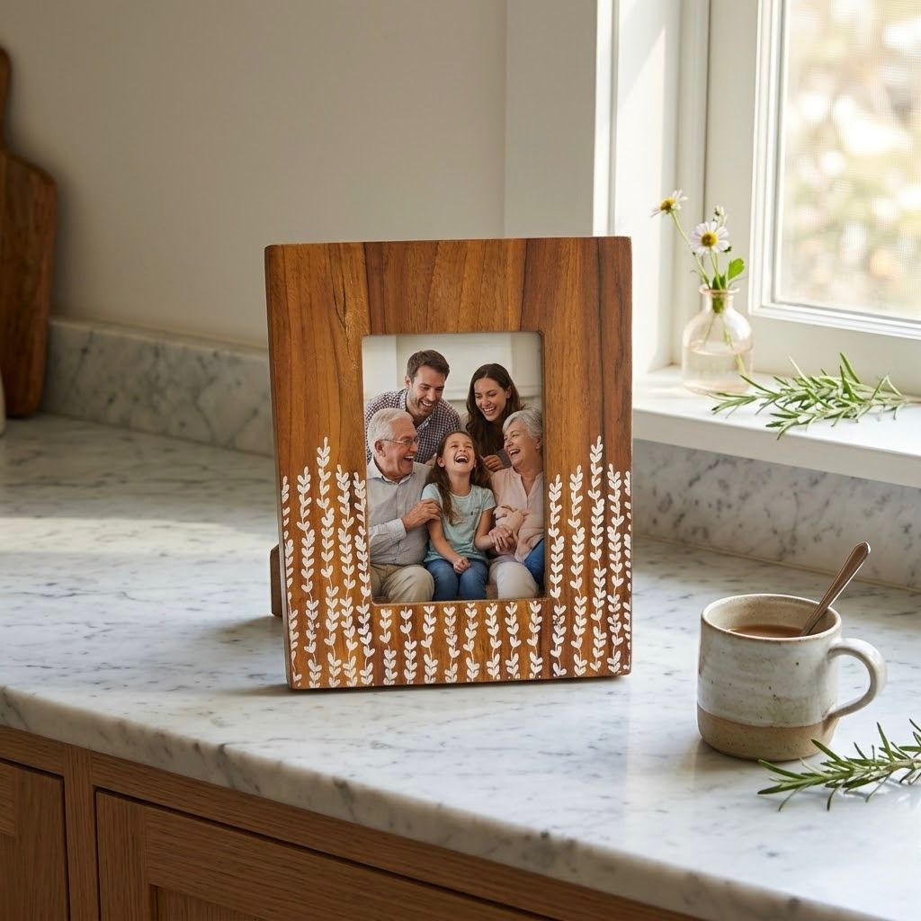 PMF-001_1.jpg Portaretratos de madera pintado en blanco con flores finas | Marco decorativo elegante