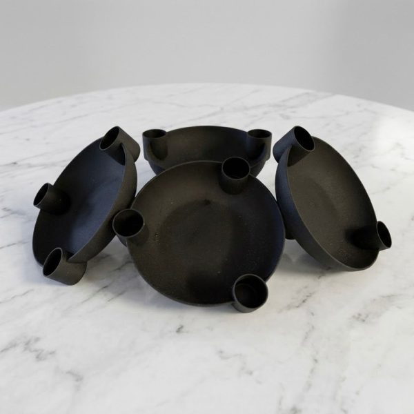 PN-002_2.jpg Rustic Black Round Candle Holder | Elegant Home Candle Decor