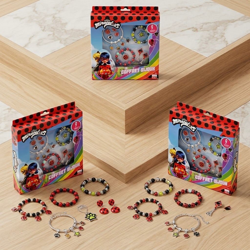 Set de Joyas y Accesorios Miraculous Ladybug de 9 Piezas para Niños +3 Años