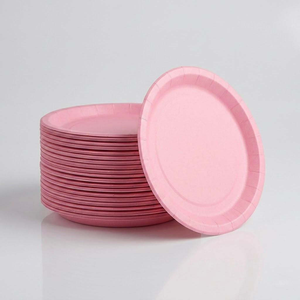 Platos de Papel Rosas 17 cm | Pack de 12 Unidades