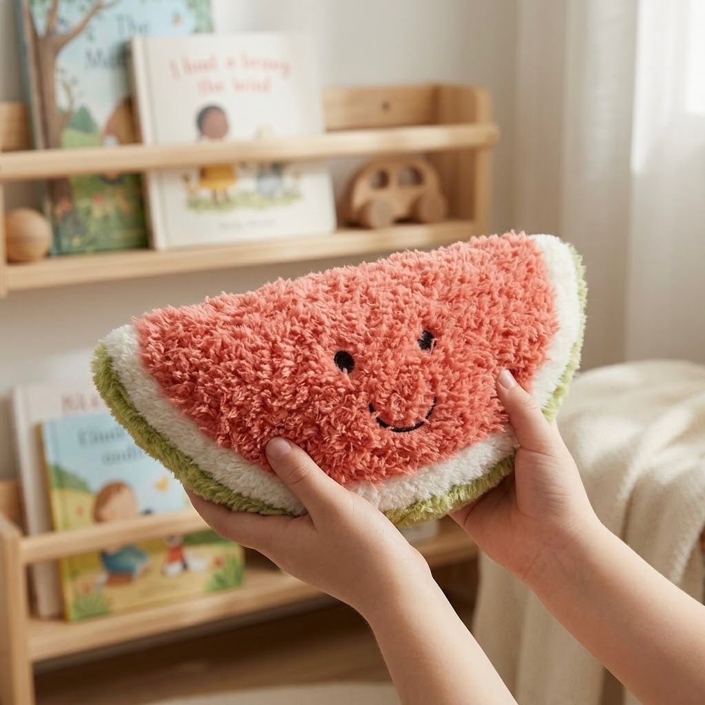 PS-001_1.jpg Peluche con forma de sandía | Cojín suave y divertido decorativo