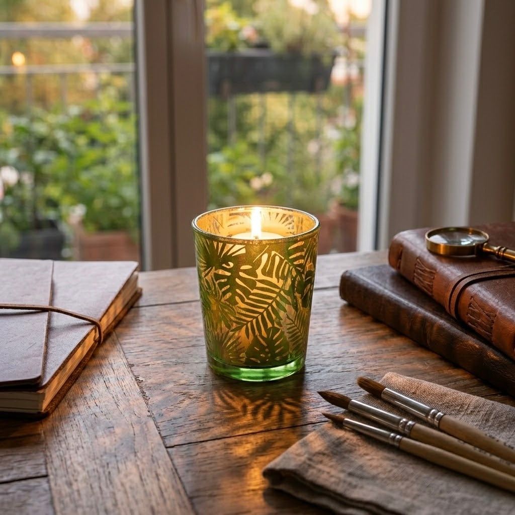 PV-001_1.jpg Small Green Glass Candle Holder