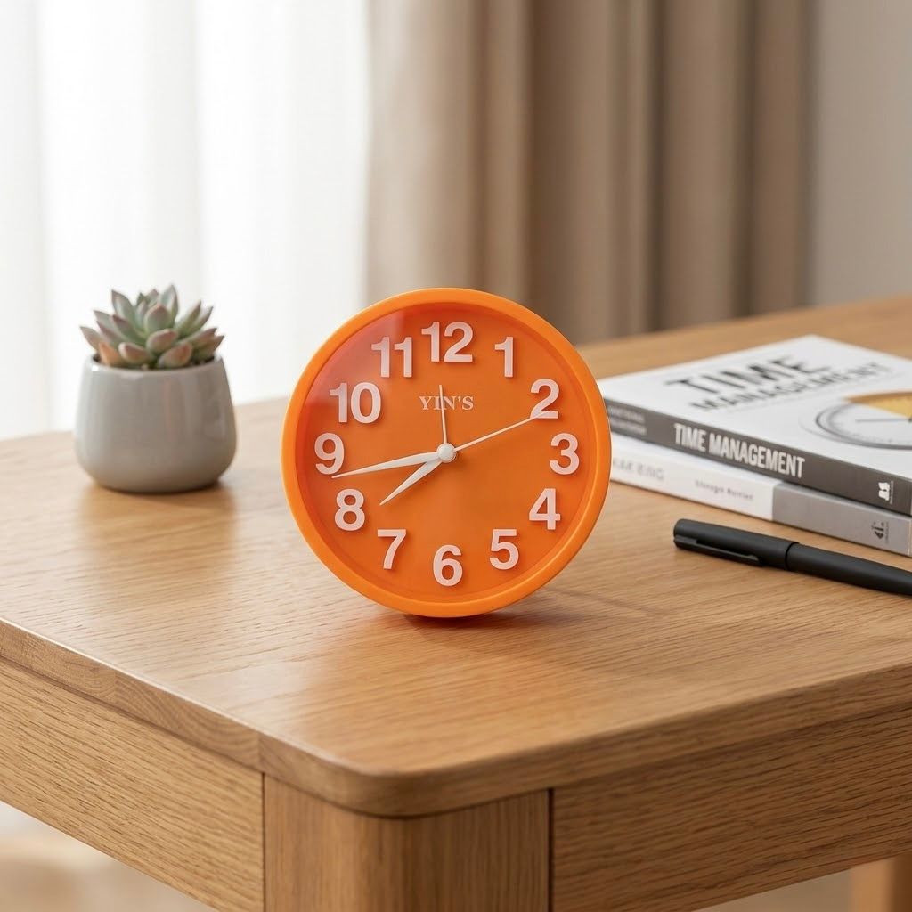 Reloj de pie pequeño redondo color naranja