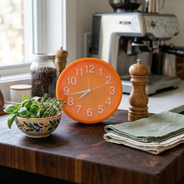 Reloj de pie pequeño redondo color naranja