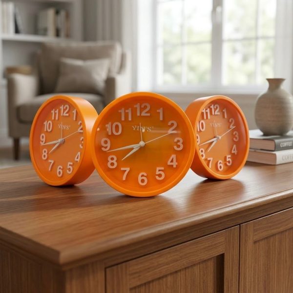 Reloj de pie pequeño redondo color naranja