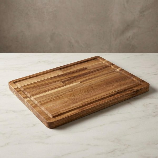 Tabla de cortar de madera grande rectangular con canaleta para cocina