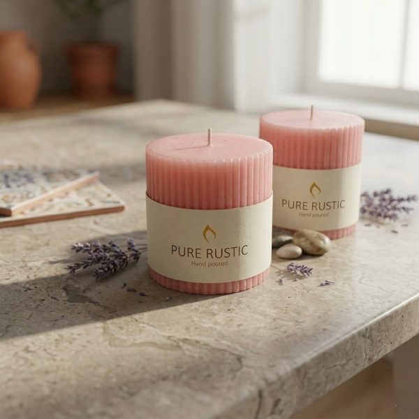 Vela hecha a mano rosa decorativa