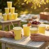 Vasos de Papel Amarillos 250 ml | Pack de 8 Unidades