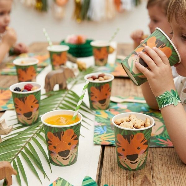 Vasos de Papel Infantiles con Tigre | Pack de 8 Unidades