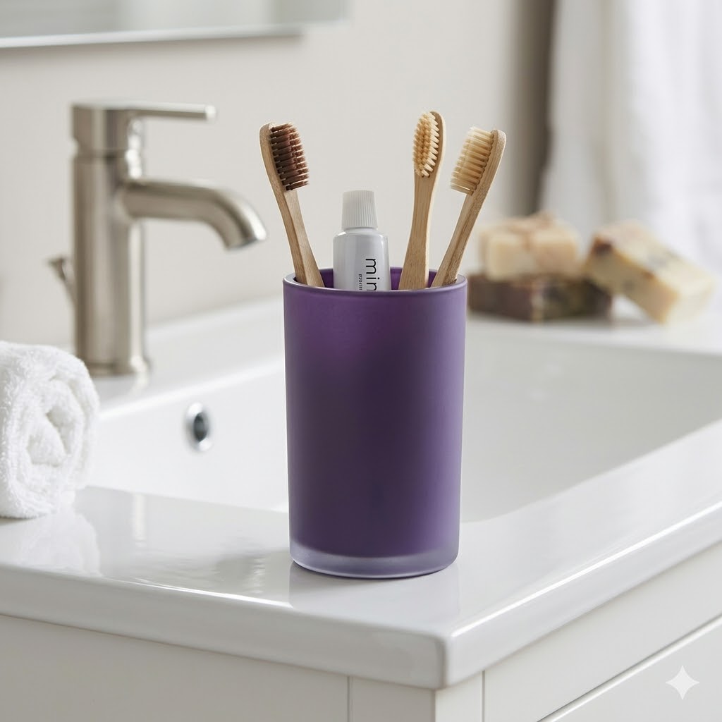 Vaso para Baño Porta Cepillos Dentales Morado | Diseño Elegante y Moderno