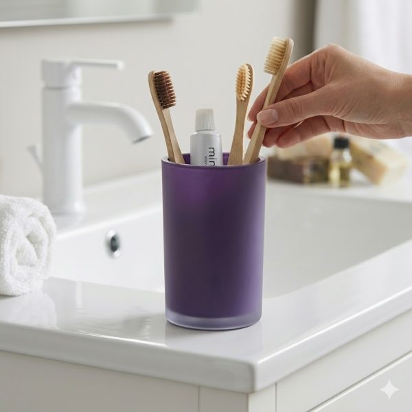 Purple Bathroom Toothbrush Holder Cup | Elegant and Modern Design