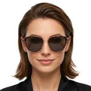 Gafas Redondas Estampado animal con Montura Dorada