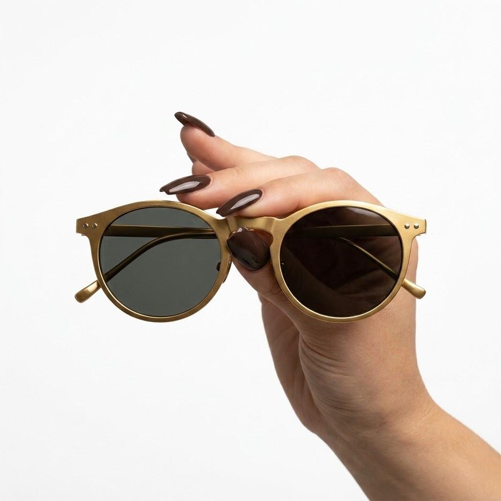 Round Mustard Sunglasses with Transparent Frame