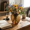 Low Translucent Amber Glass Vase