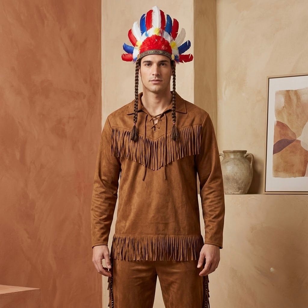 Men's Native American Costume – One Size Standard for Halloween, Carnival & Costume Parties