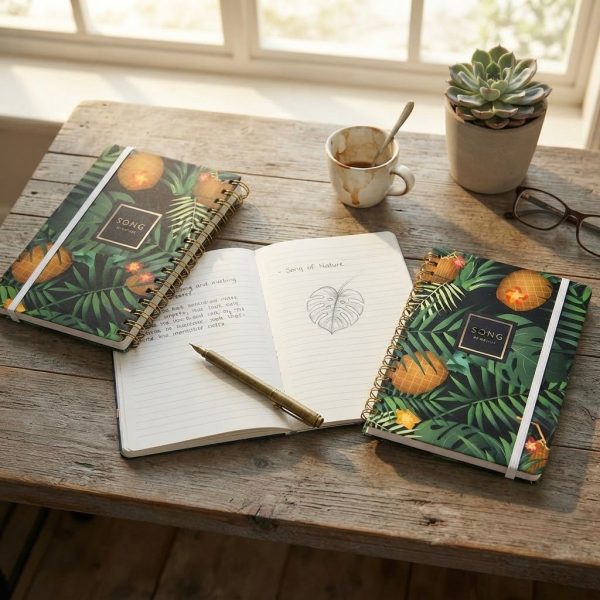 WhatsApp Image 2026-06-30 at 16.21.24 (1) Cuaderno A5 "Song of Nature" con Espiral y Hojas a Rayas – Libreta para Notas