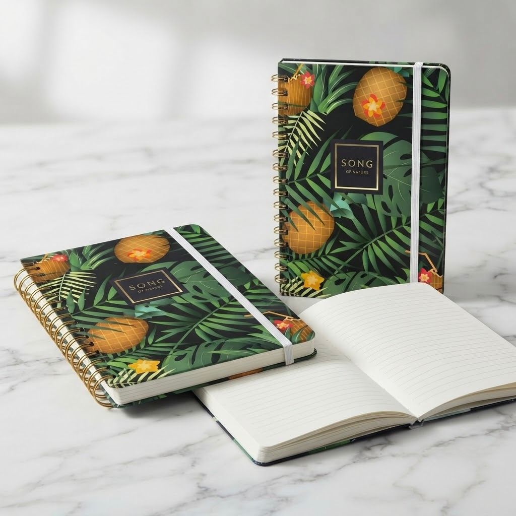 WhatsApp Image 2026-06-30 at 16.21.24 (2) Cuaderno A5 "Song of Nature" con Espiral y Hojas a Rayas – Libreta para Notas