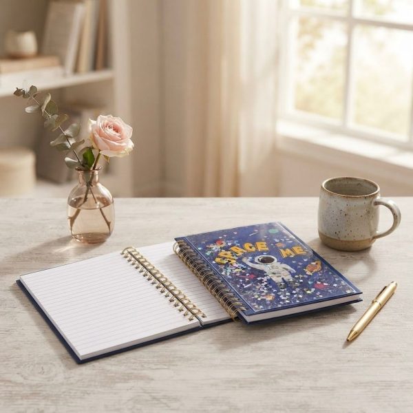 WhatsApp Image 2026-07-06 at 13.19.25 (2) A5 Spiral Notebook with Lined Pages – Hardcover Space Design with Glitter