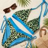 Bikini de Mujer Estampado Animal Verde y Azul – Conjunto de Dos Piezas para Playa y Piscina