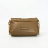 Quilted Clutch and Shoulder Bag in Tan Brown with Metal Clasp