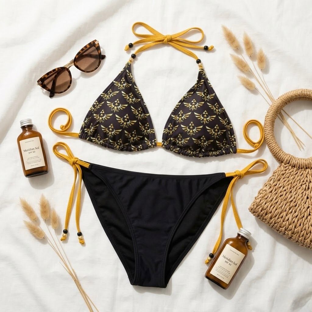 CBN-001_1.JPG Black Two-Piece Bikini Set with Gold Details