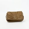 Quilted Clutch and Shoulder Bag in Tan Brown with Metal Clasp
