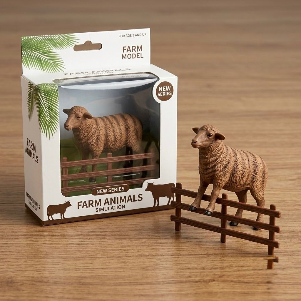 Caja con Figura de Animal de Granja – Juguete Educativo con Valla para Niños +3 Años