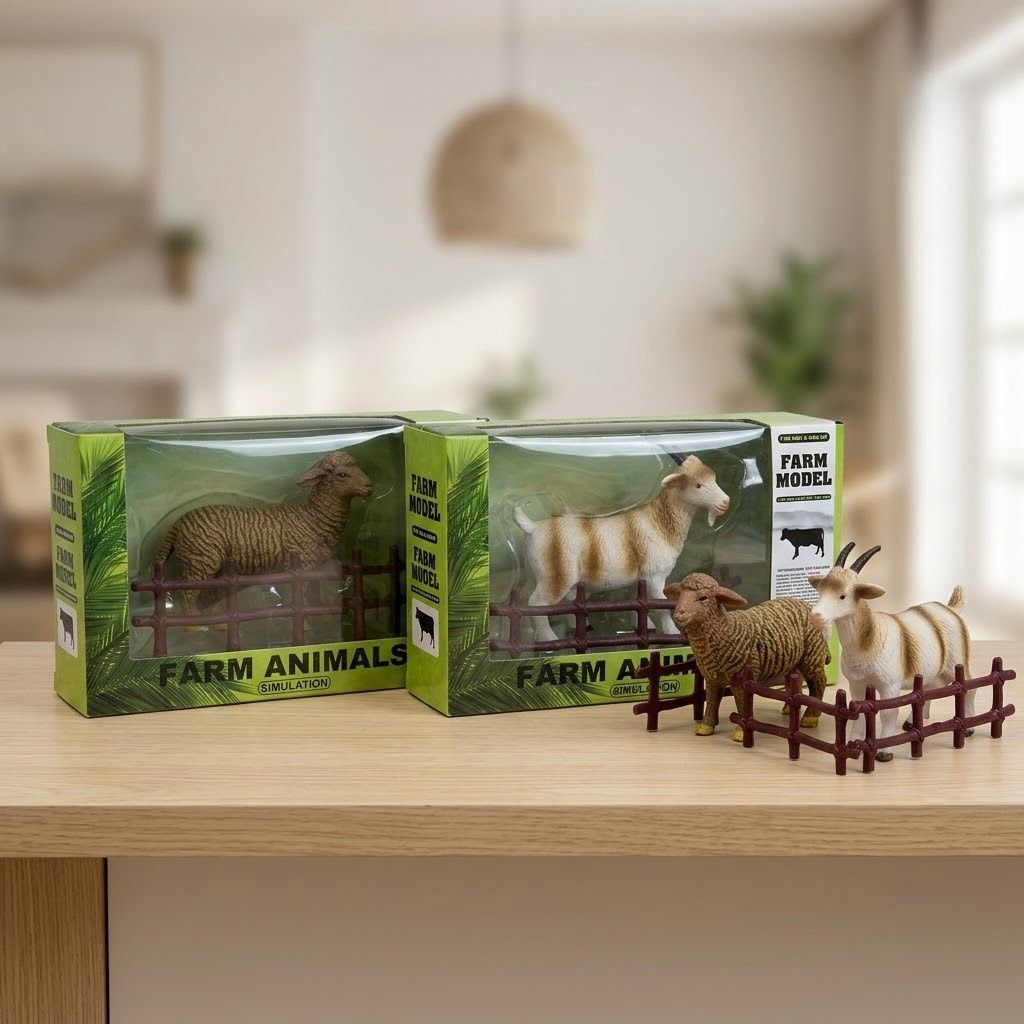 Caja con Figura de Animal de Granja – Juguete Educativo con Valla para Niños +3 Años