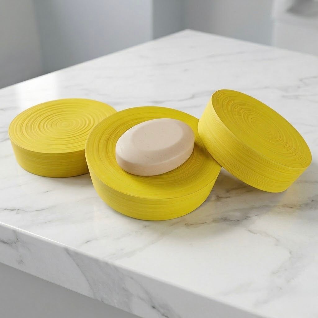 JDC-001-AMARILLO_1.JPG Yellow and Pink Plaster Soap Dish | Handmade Bathroom Decor