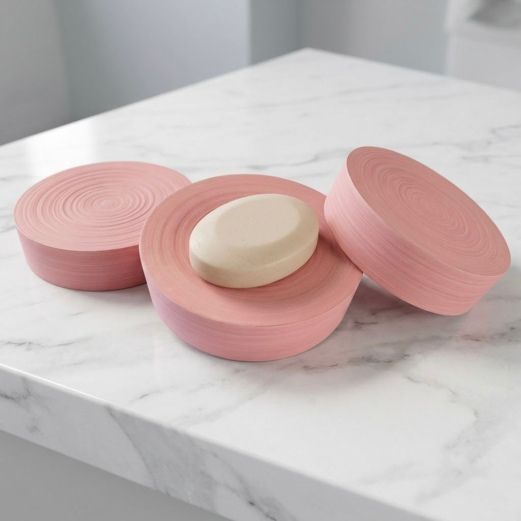 JDC-001-ROSA_1.JPG Yellow and Pink Plaster Soap Dish | Handmade Bathroom Decor