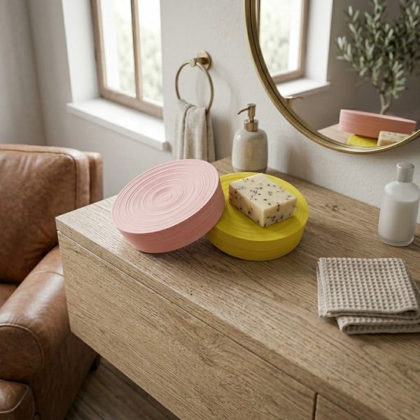JDC-001_1.JPG Yellow and Pink Plaster Soap Dish | Handmade Bathroom Decor
