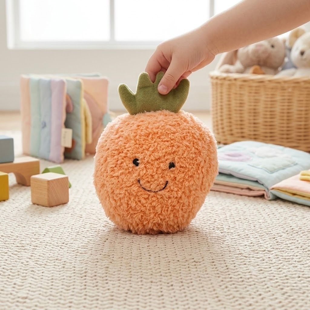 PF-001-FRESA_1.JPG Peluche con forma de fruta kawaii | Diseño rosa y verde suave y decorativo