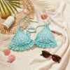 SBF-001_4.jpg Green Floral Bikini Top with White Flowers and Ruffles