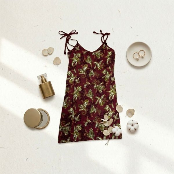 Vestido corto de tirantes ajustables rojo con estampado floral – vestido verano mujer elegante casual