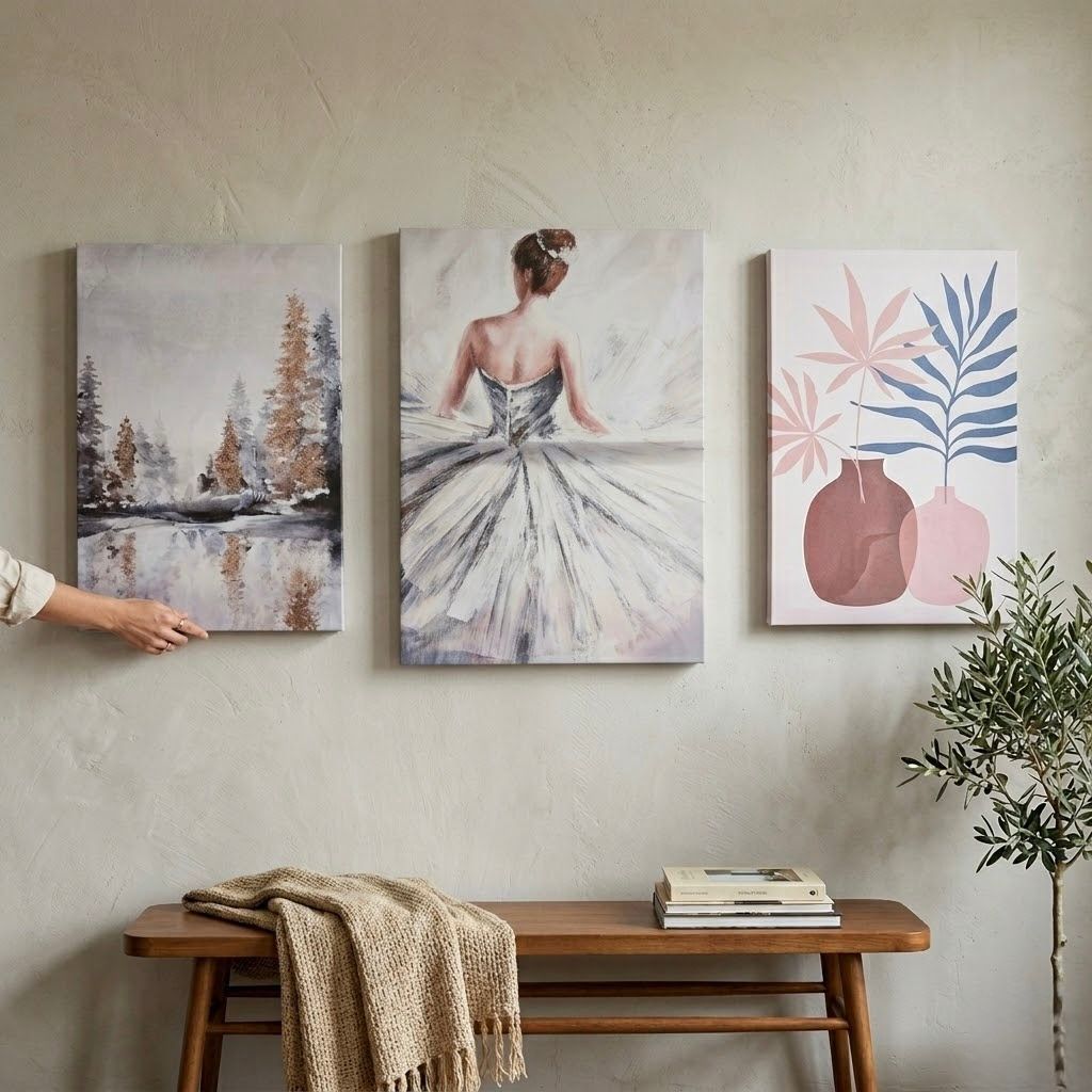 Cuadro lienzo 40x60 cm decoración moderna | Bailarina, bosque o flores
