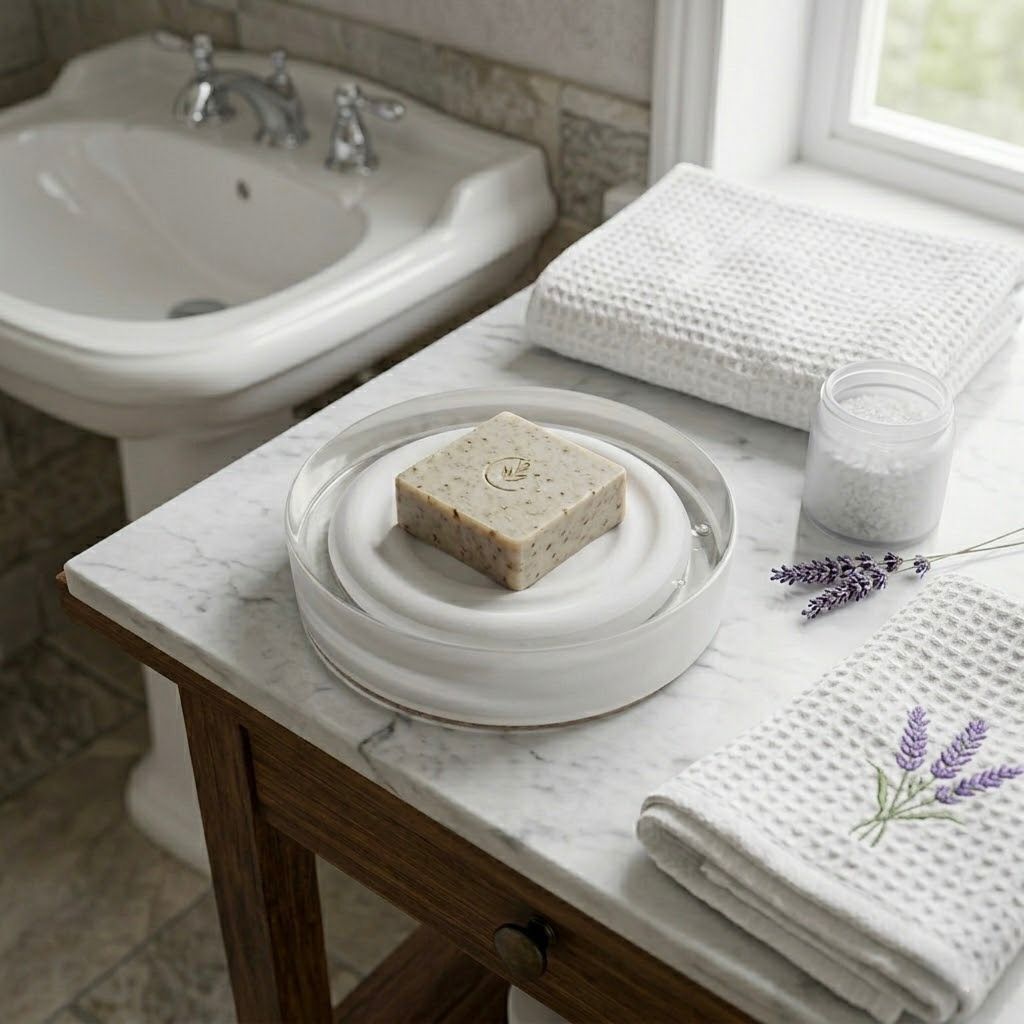 WhatsApp Image 2026-06-12 at 13.15.38 Transparent Acrylic Soap Dish with Colored Center | Modern Bathroom Design