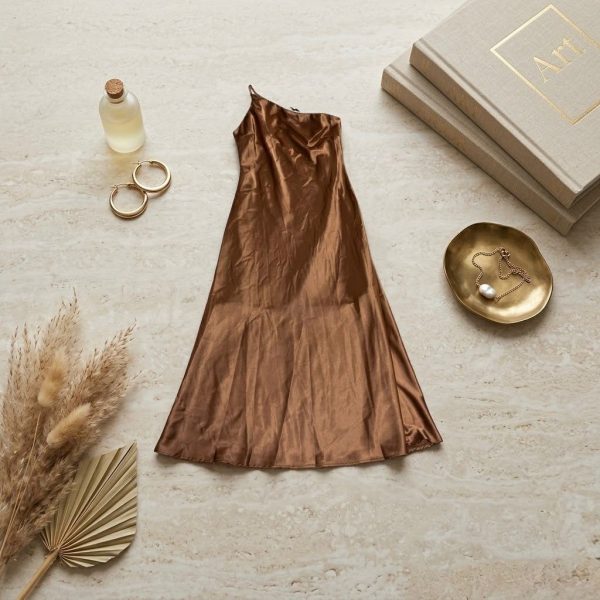 WhatsApp Image 2026-06-15 at 15.35.45 (3) Vestido satén marrón mujer elegante corto o midi – vestido brillante suave fiesta y evento