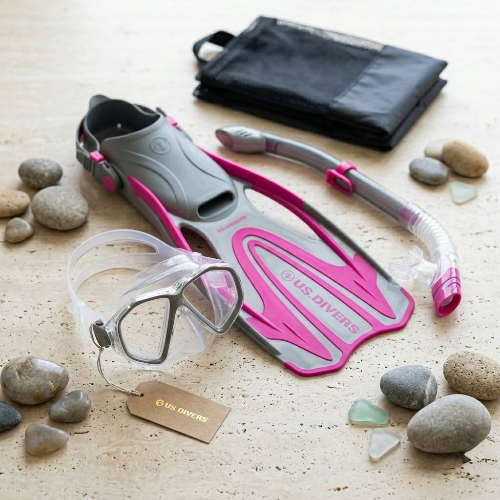 WhatsApp Image 2026-06-16 at 12.25.19 Adult snorkel set with fins and mask – complete diving kit with mesh carry bag