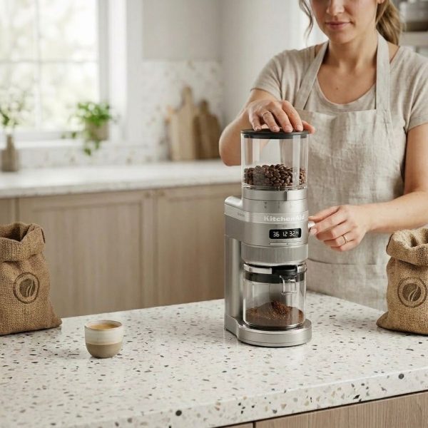 Molinillo de Café Eléctrico KitchenAid Rojo y Gris – Molino de Café con Pantalla Digital