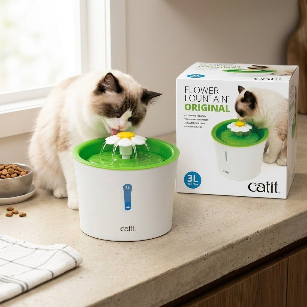 Fuente de Agua para Gatos Catit Flower Fountain Original 3L – Bebedero Automático con Filtro