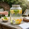Dispensador de Bebidas de Cristal con Grifo 4L – Jarra para Limonada, Agua y Refrescos