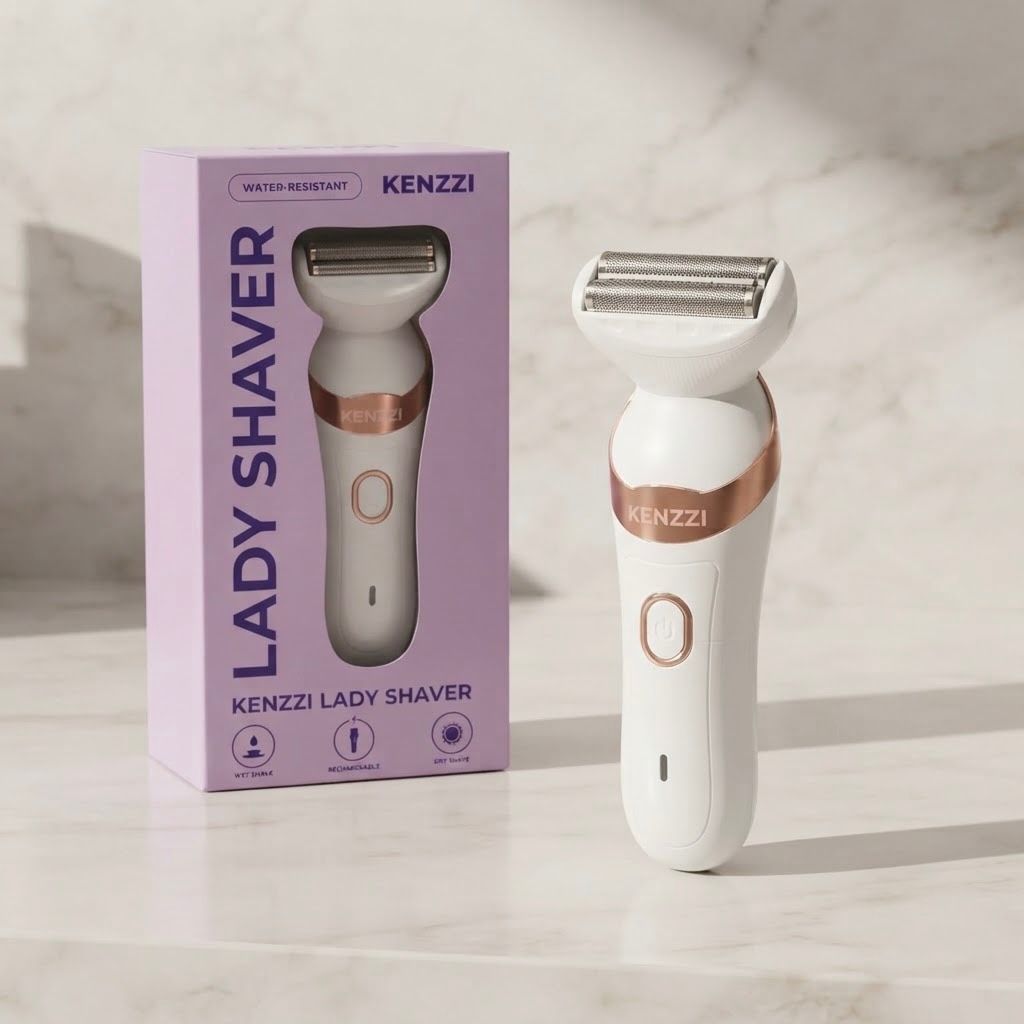 Afeitadora Eléctrica Recargable para Mujer KENZZI Lady Shaver – Depiladora Corporal Impermeable para Uso en Seco y Húmedo