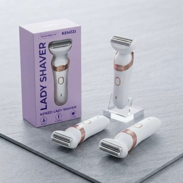 AERR-001_2.JPG Afeitadora Eléctrica Recargable para Mujer KENZZI Lady Shaver – Depiladora Corporal Impermeable para Uso en Seco y Húmedo