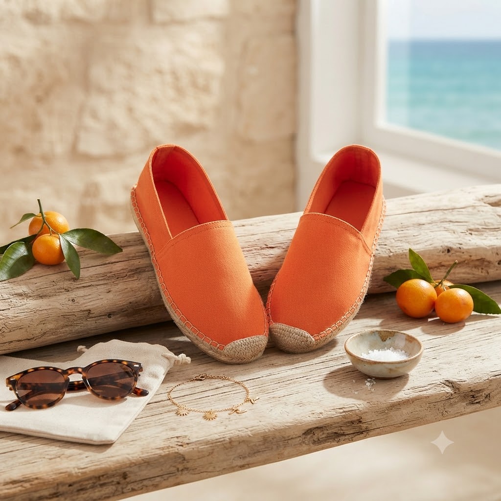 ANY-001-40_2.JPG Alpargata de Yute Naranja Lisa para Mujer – Suela de Yute Natural de Verano
