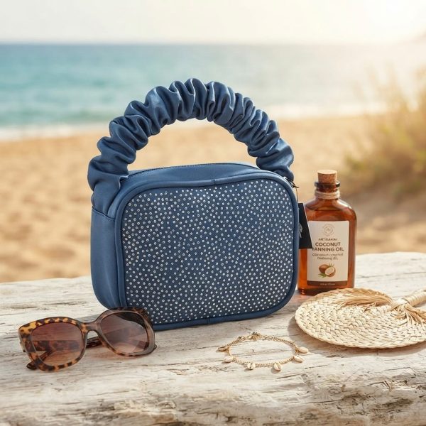 BDMACB-001_3.jpg Bolso de Mano Azul con Brillos y Asa Fruncida – Bolso Elegante para Mujer
