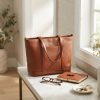 BSTMCA-001_2.jpg Bolso Shopper de Mujer Marrón Camel de Simil Piel – Bolso Grande con Asas Dobles y Bandolera Ajustable